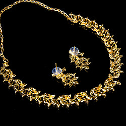 シンプルラインストーンのネックレス＆ピアスセット　パーティーや結婚式などへ　アクセサリーセット - サブ5