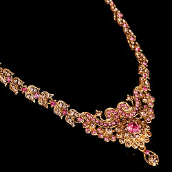 〔各色あり〕インドアクセサリー3点セット〔ネックレス、ピアス、ティッカ〕　パーティーや結婚式などへ - サブ4