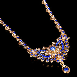 〔各色あり〕インドアクセサリー3点セット〔ネックレス、ピアス、ティッカ〕　パーティーや結婚式などへ - サブ4