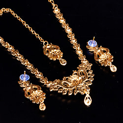 〔各色あり〕インドアクセサリー3点セット〔ネックレス、ピアス、ティッカ〕　パーティーや結婚式などへ - サブ5