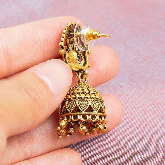 テンプルジュエリー ラクシュミーのショートネックレス ジュムキ アクセサリー2点セット〔ネックレス、ピアス〕 ゴールド 9 - ピアス裏面の写真です