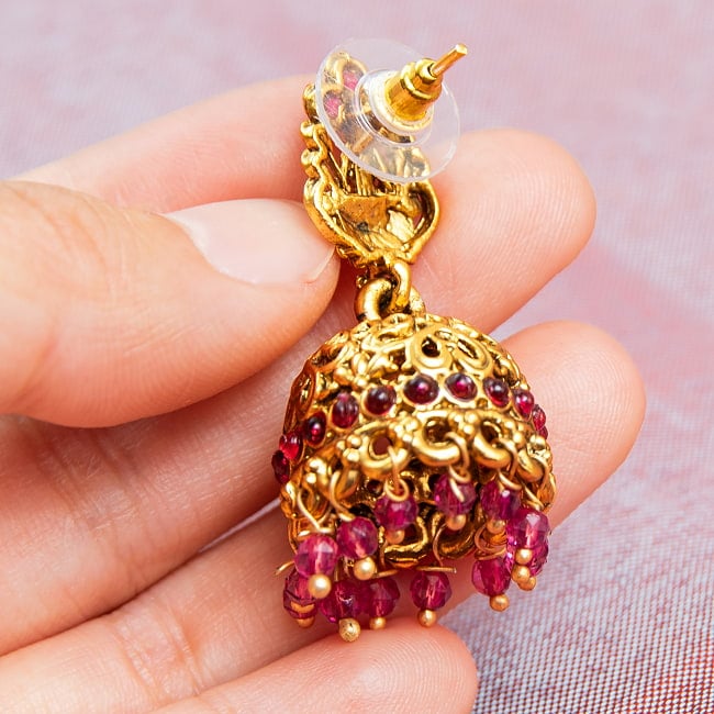 テンプルジュエリー ラクシュミーのショートネックレス ジュムキ アクセサリー2点セット〔ネックレス、ピアス〕 レッド 9 - ピアス裏面の写真です
