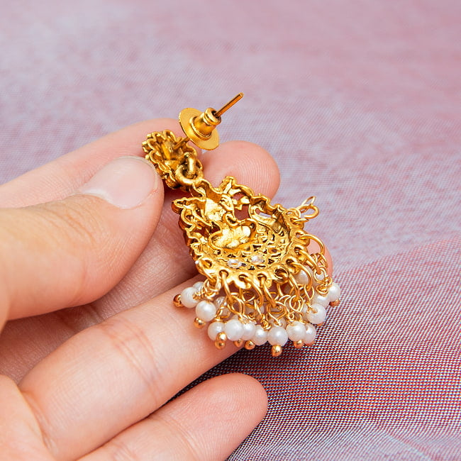 テンプルジュエリー 豪華ネックレス2本セット ラクシュミー ハラム アクセサリー3点セット〔ロングネックレス、ショートネックレス、ピアス〕 パールフリンジ 13 - ピアス裏面の写真です