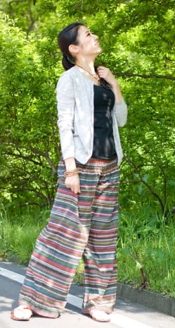 カラフルボーダーのワイドパンツ - サブ5