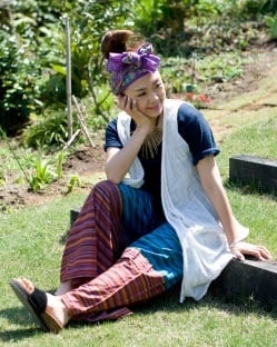 マルチボーダーのコットンワイドパンツ - サブ4