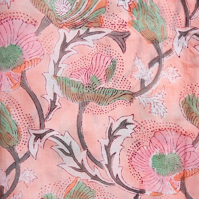 ボタニカル柄の木版染が美しい コットンワイドパンツ 14 - 3：ピンク
