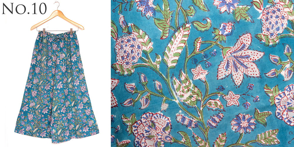 ボタニカル柄の木版染が美しい コットンワイドパンツ10枚目の下部説明写真です