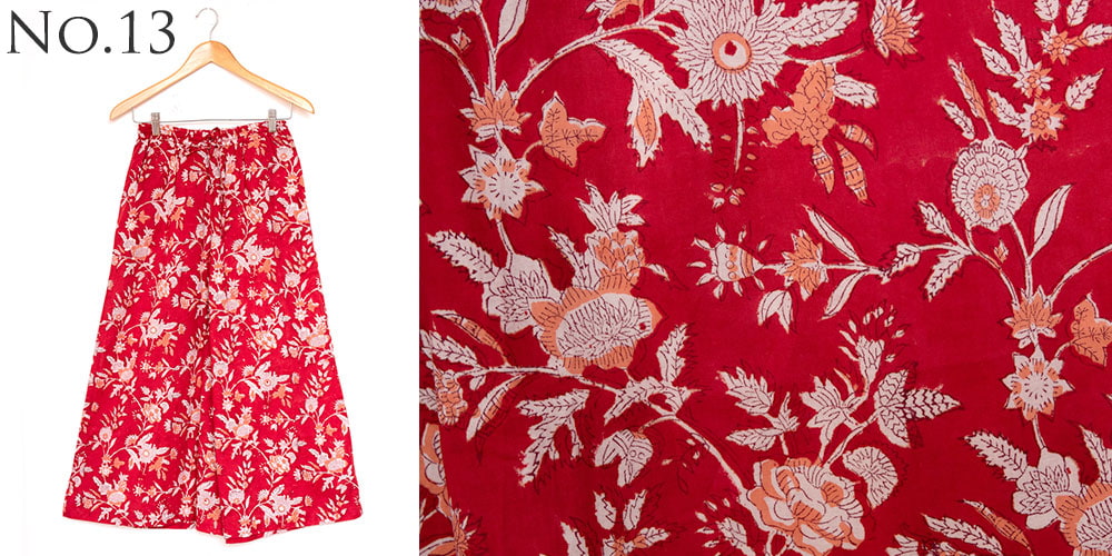 ボタニカル柄の木版染が美しい コットンワイドパンツ13枚目の下部説明写真です