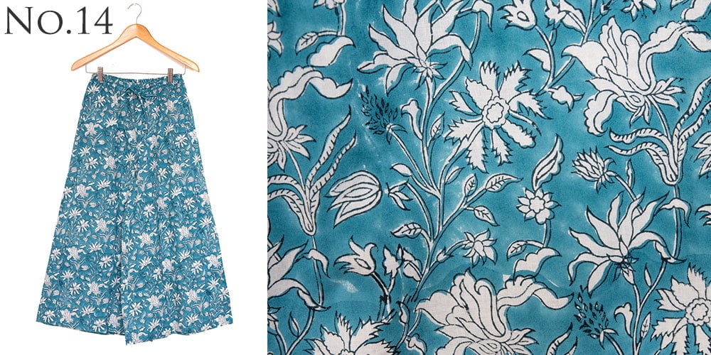 ボタニカル柄の木版染が美しい コットンワイドパンツ14枚目の下部説明写真です