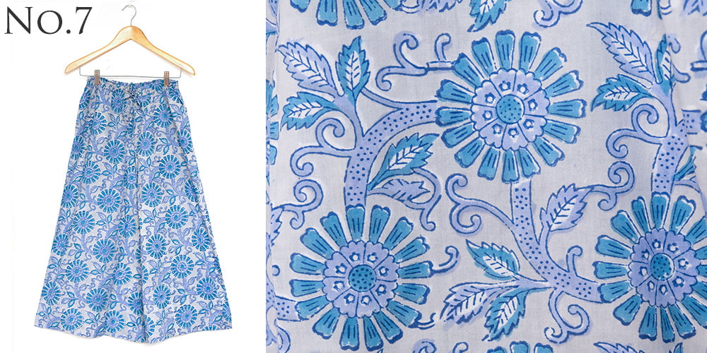 ボタニカル柄の木版染が美しい コットンワイドパンツ7枚目の下部説明写真です