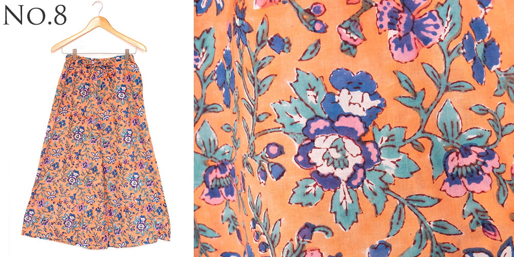 ボタニカル柄の木版染が美しい コットンワイドパンツ8枚目の下部説明写真です