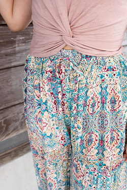 パステルプリントのプリーツワイドパンツ - サブ4