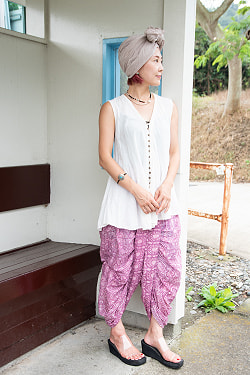 ペイズリー柄のユニークバルーンパンツ - サブ2