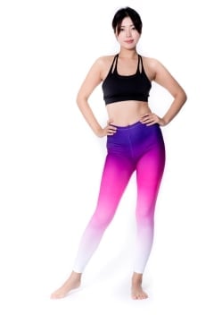 フルグラフィック美脚ヨガレギンス ナチュラル＆フラワー系 - パープルグラデーション - サブ2