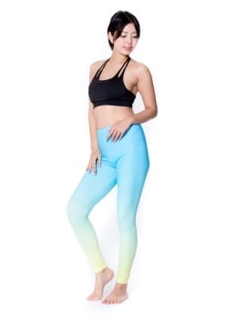 フルグラフィック美脚ヨガレギンス ナチュラル＆フラワー系 - 水色グラデーション - サブ2