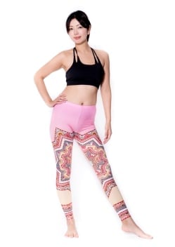 フルグラフィック マンダラ美脚ヨガレギンス - ピンク黄色系パステルグラデーション - サブ2