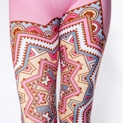 フルグラフィック マンダラ美脚ヨガレギンス - ピンク黄色系パステルグラデーション - サブ5