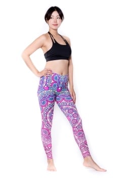 フルグラフィック マンダラ美脚ヨガレギンス - パステル系サイケデリックマンダラ - サブ2