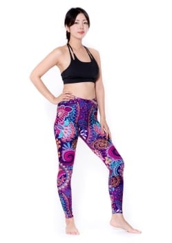 フルグラフィック マンダラ美脚ヨガレギンス - パープルメヘンディ - サブ2