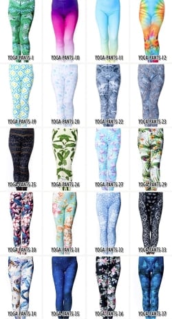 フルグラフィック美脚ヨガレギンス ナチュラル＆フラワー系 - トロピカルリーフ - サブ2