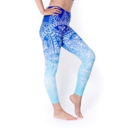 フルグラフィック マンダラ美脚ヨガレギンス - ブルーグラデーション - サブ3