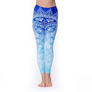 フルグラフィック マンダラ美脚ヨガレギンス - ブルーグラデーション(YOGA-PANTS-21)