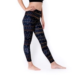 フルグラフィック美脚ヨガレギンス ナチュラル＆フラワー系 - ブラックボーダー - サブ3