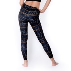 フルグラフィック美脚ヨガレギンス ナチュラル＆フラワー系 - ブラックボーダー - サブ4