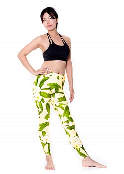 フルグラフィック美脚ヨガレギンス ナチュラル＆フラワー系 - プルメリア - サブ2