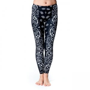 フルグラフィック マンダラ美脚ヨガレギンス - ブラックペイズリー(YOGA-PANTS-33)