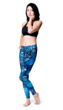 フルグラフィック美脚ヨガレギンス サイケデリック＆パーティー系 - ふくろうファミリー - サブ2