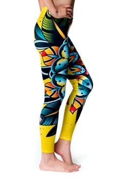 フルグラフィック美脚ヨガレギンス サイケデリック＆パーティー系 - サイケデリックフラワー - サブ3