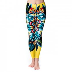 フルグラフィック美脚ヨガレギンス サイケデリック＆パーティー系 - サイケデリックフラワー(YOGA-PANTS-41)