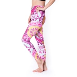 フルグラフィック マンダラ美脚ヨガレギンス - ピンク系サイケデリックマンダラ - サブ3