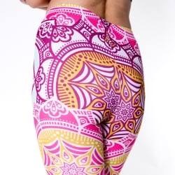 フルグラフィック マンダラ美脚ヨガレギンス - ピンク系サイケデリックマンダラ - サブ5