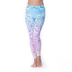 フルグラフィック マンダラ美脚ヨガレギンス - 水色パープル(YOGA-PANTS-9)