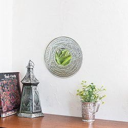 バリのアルミエンボス細工 ラウンドミラー - Sサイズ 幅約：34cm - サブ2