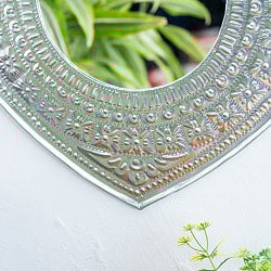 バリのアルミエンボス細工 ハートミラー - Lサイズ 幅約：48.5cm - サブ5
