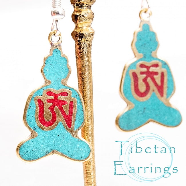 吉祥文様のメタルチベタンピアス ブッダオーンの写真1枚目です。吉祥文様のメタルチベタンピアス ブッダオーンです。ピアス,アクセ,チベタン,ネパール,チベット密教,チベット仏教,オーン,ブッダアイ
