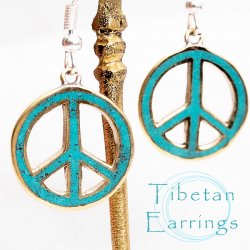吉祥文様のメタルチベタンピアス ピースマーク