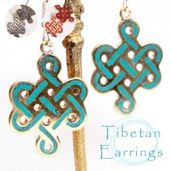 【全3種】吉祥文様のメタルチベタンピアス 吉祥紐