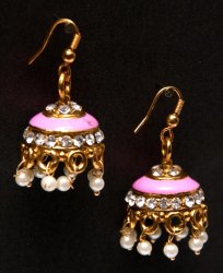 インド伝統ドーム型ピアス[大] - ピンクの商品写真