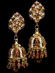 インド伝統ドーム型ピアス[大] - 茶色の商品写真