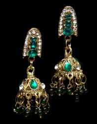 インド伝統ドーム型ピアス[大] - 緑の商品写真