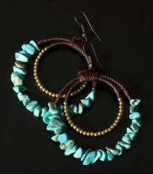 ロー引き紐のピアス - ストーンの商品写真