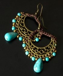 ロー引き紐のピアス - ストーンの商品写真