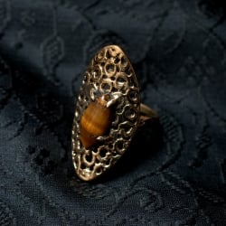 インドの伝統更紗デザイン オーバル天然石リング - サブ3