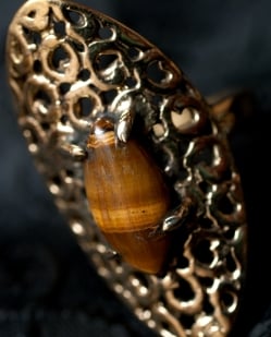 インドの伝統更紗デザイン オーバル天然石リング - サブ4