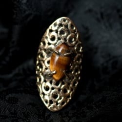 インドの伝統更紗デザイン オーバル天然石リング - サブ5