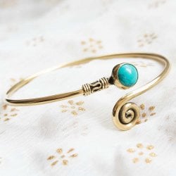 天然石とぐるぐるメタルバングル(ID-PIAS-1155)